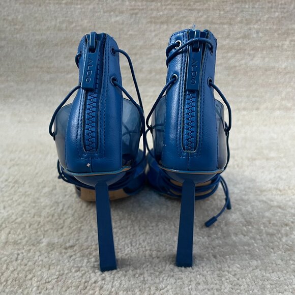 Aldo Blue Clear Pointed Toe D'Orsay Strappy Corset High Heels Shoes 9 - Picture 5 of 9